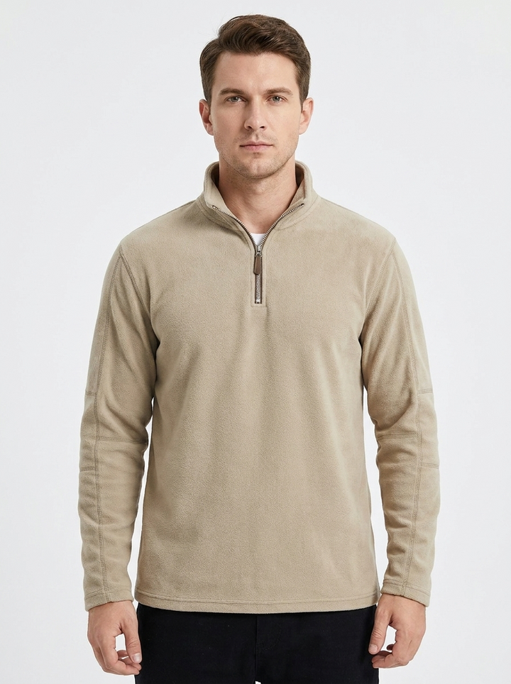 Men's Fleece Pullover Quarter-Zip Mock Neck Casual Sweater