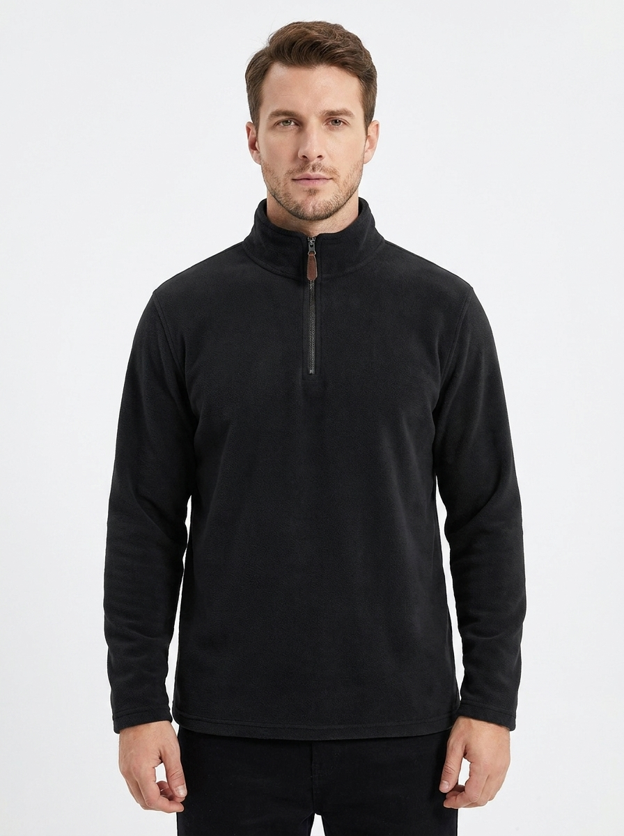 Men's Fleece Pullover Quarter-Zip Mock Neck Casual Sweater