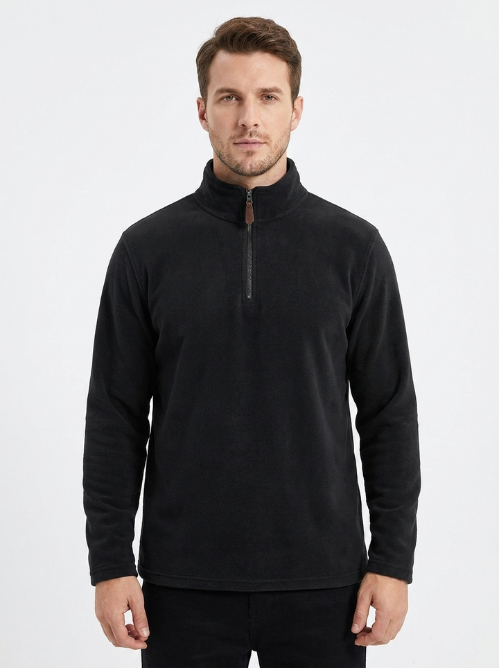Men's Fleece Pullover Quarter-Zip Mock Neck Casual Sweater