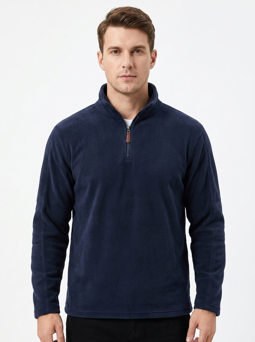 Men's Fleece Pullover Quarter-Zip Mock Neck Casual Sweater