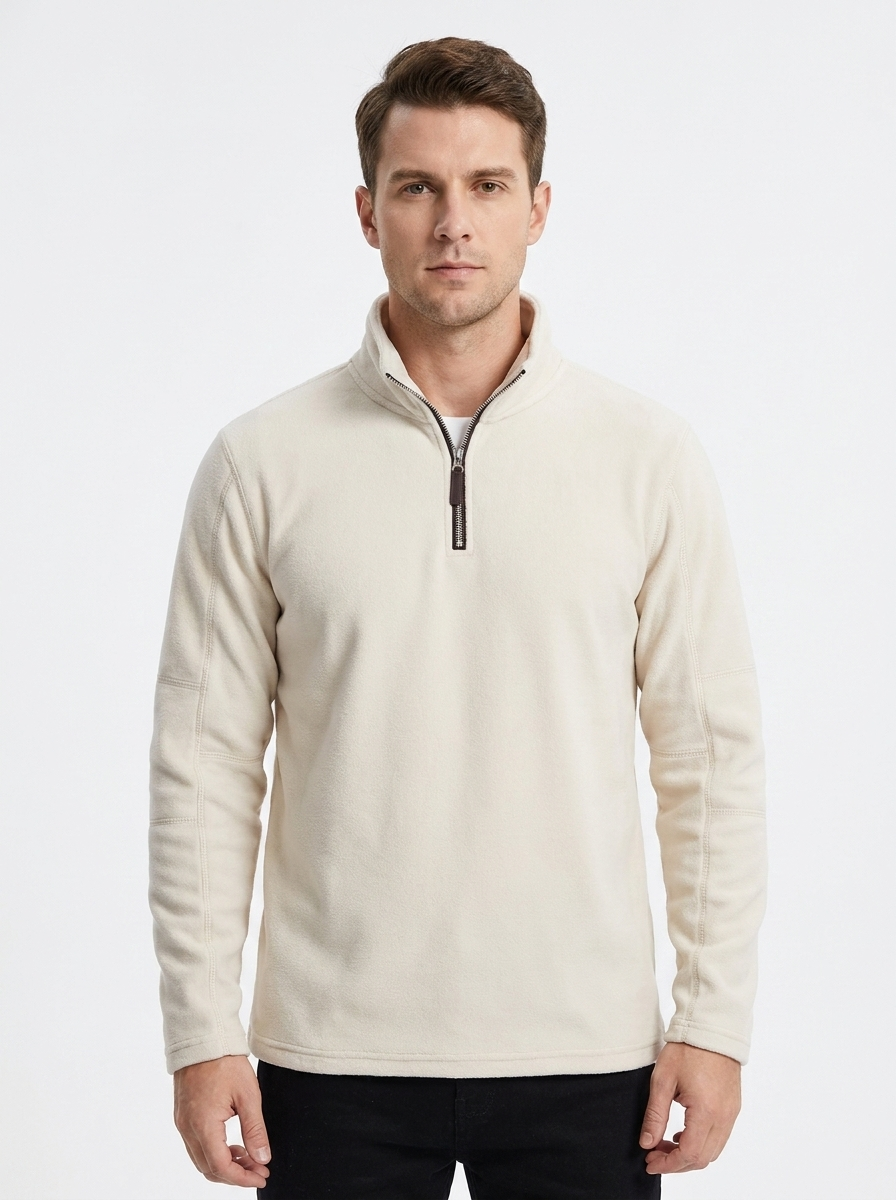 Men's Fleece Pullover Quarter-Zip Mock Neck Casual Sweater
