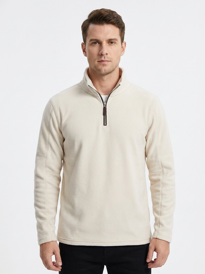 Men's Fleece Pullover Quarter-Zip Mock Neck Casual Sweater