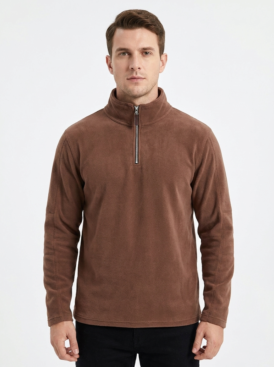 Men's Fleece Pullover Quarter-Zip Mock Neck Casual Sweater