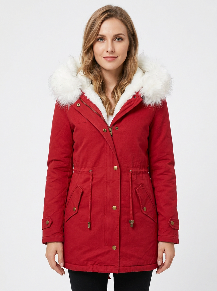 Women's Faux Fur Hooded Parka Fleece-Lined Winter Coat