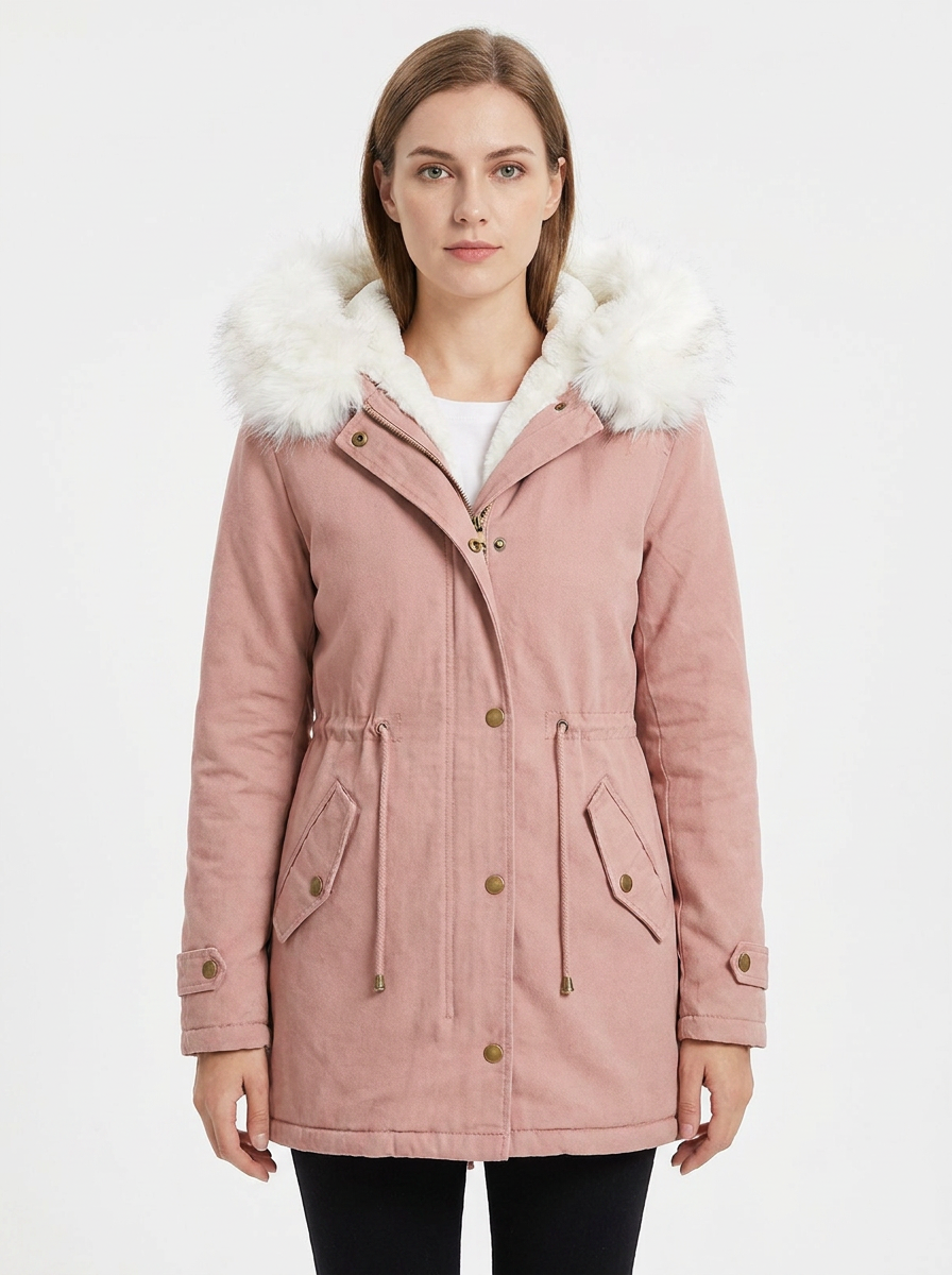 Women's Faux Fur Hooded Parka Fleece-Lined Winter Coat