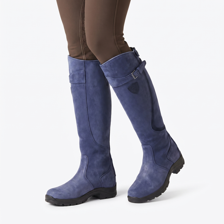 Women's Leather Riding Boots Knee High Buckle Strap Equestrian Boots