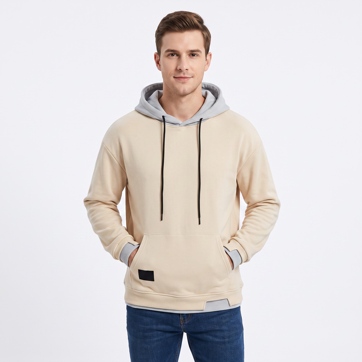 Men's Colorblock Hoodie Oversized Fleece Pullover Sweatshirt