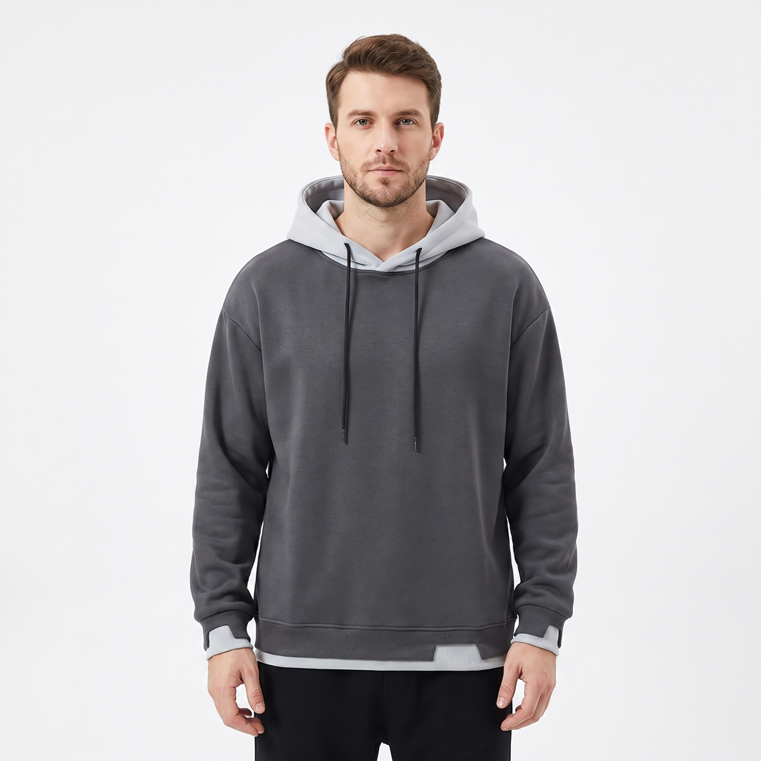 Men's Colorblock Hoodie Oversized Fleece Pullover Sweatshirt