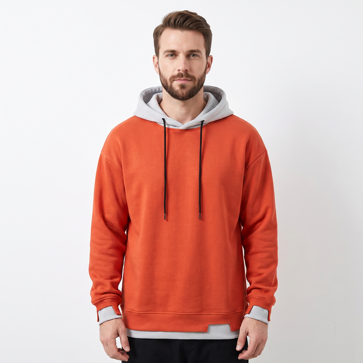 Men's Colorblock Hoodie Oversized Fleece Pullover Sweatshirt