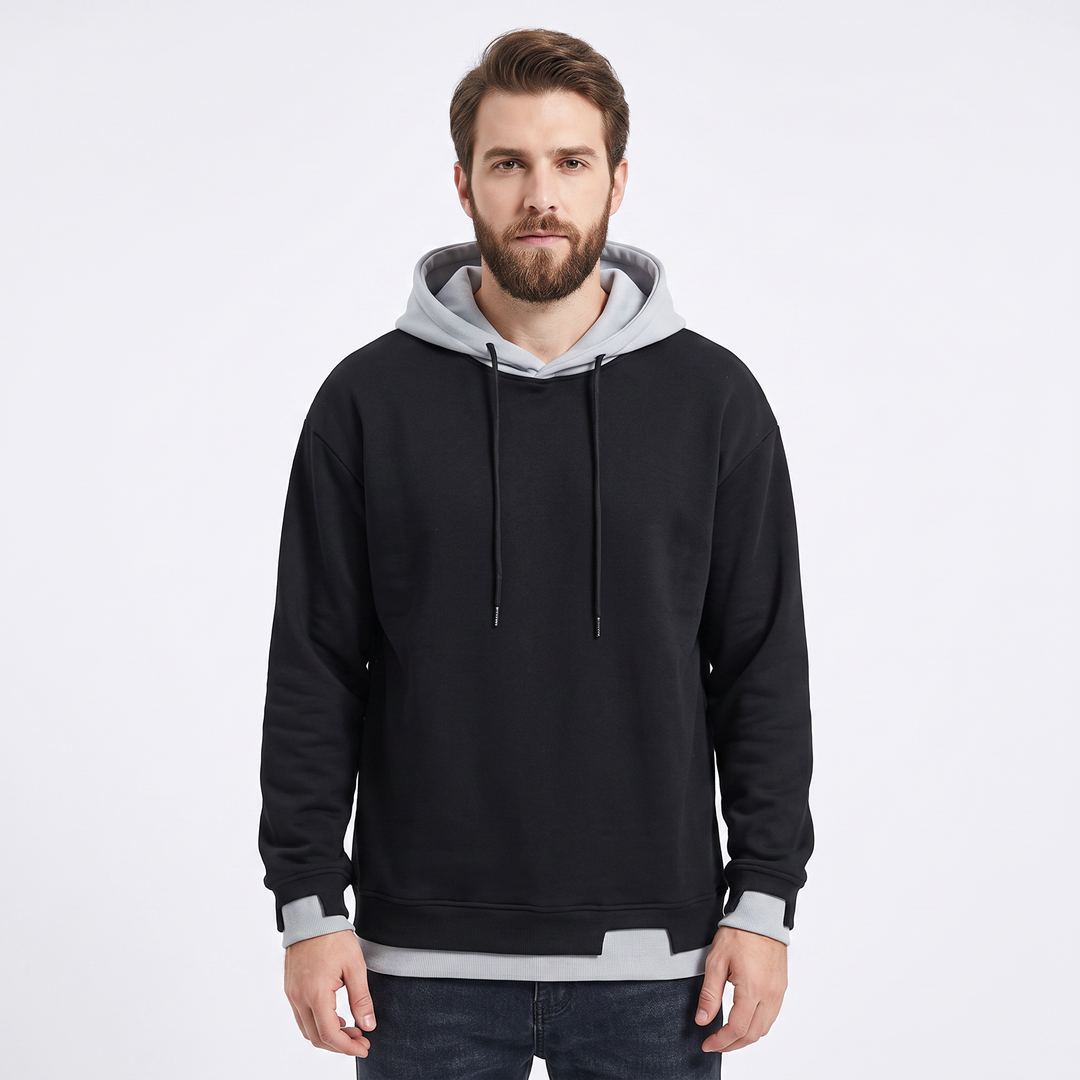 Men's Colorblock Hoodie Oversized Fleece Pullover Sweatshirt