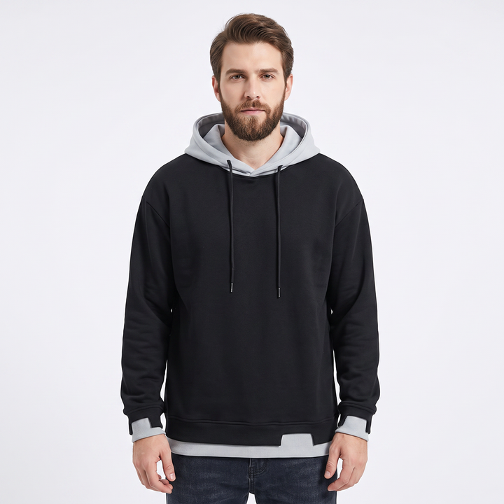 Men's Colorblock Hoodie Oversized Fleece Pullover Sweatshirt