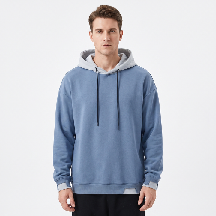 Men's Colorblock Hoodie Oversized Fleece Pullover Sweatshirt