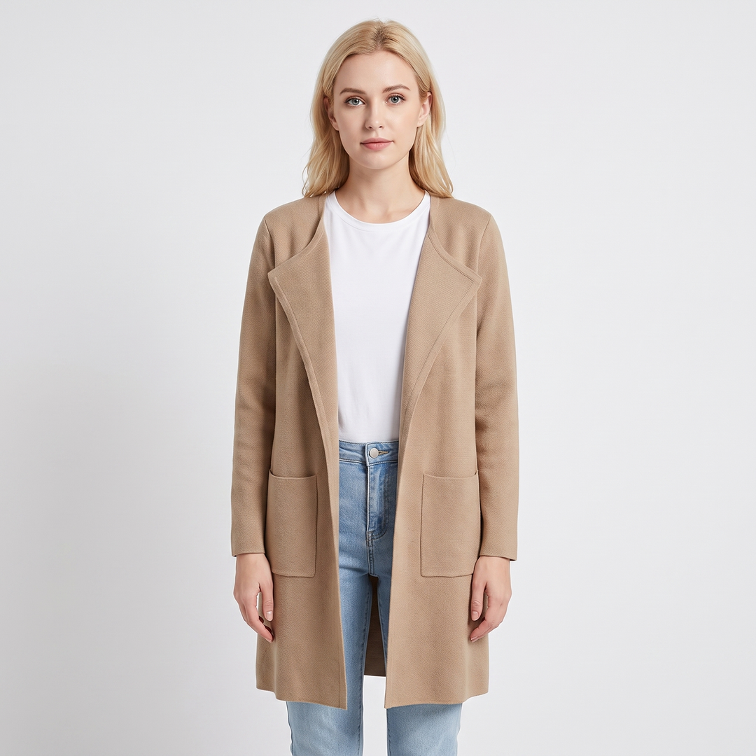 Women's Longline Open Front Cardigan Knit Coat With Pockets