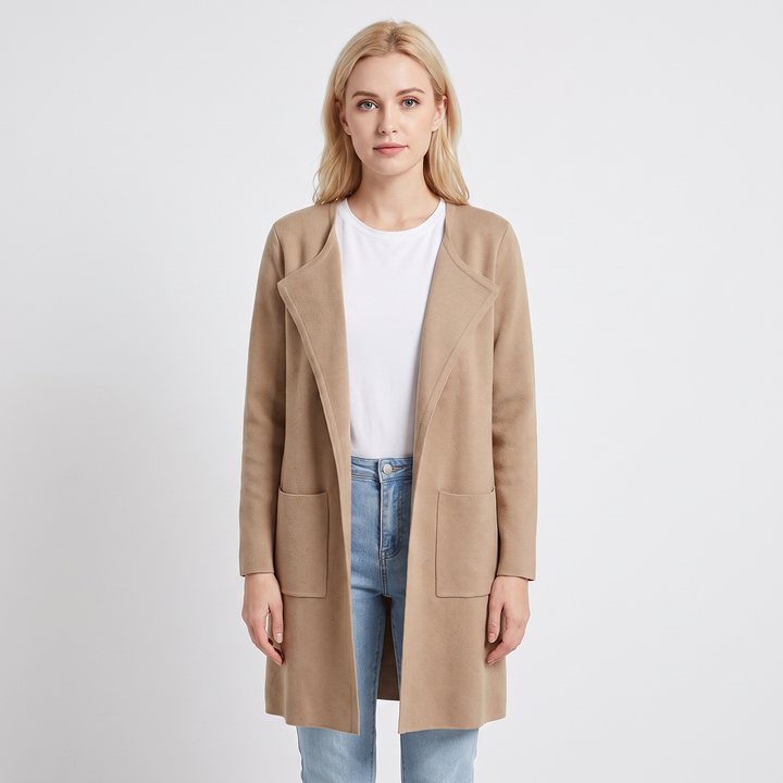 Women's Longline Open Front Cardigan Knit Coat With Pockets