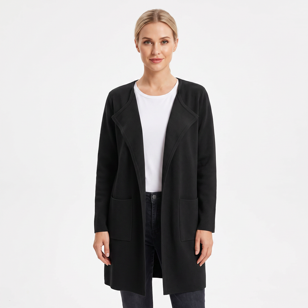 Women's Longline Open Front Cardigan Knit Coat With Pockets