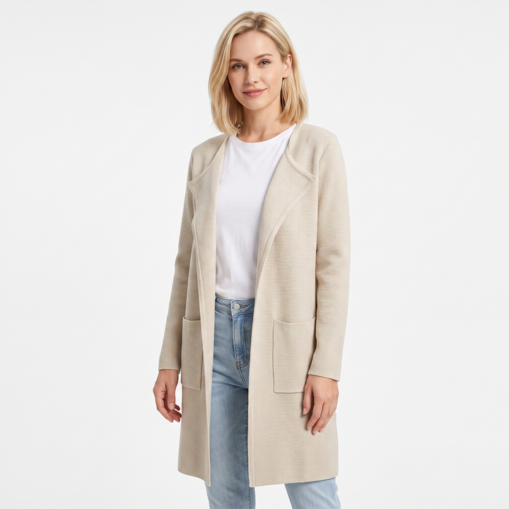 Women's Longline Open Front Cardigan Knit Coat With Pockets