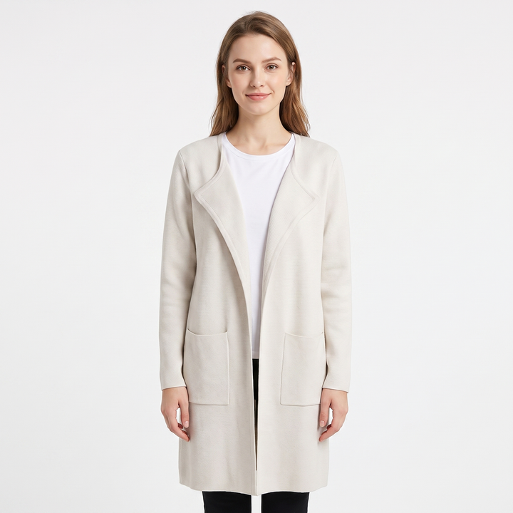Women's Longline Open Front Cardigan Knit Coat With Pockets