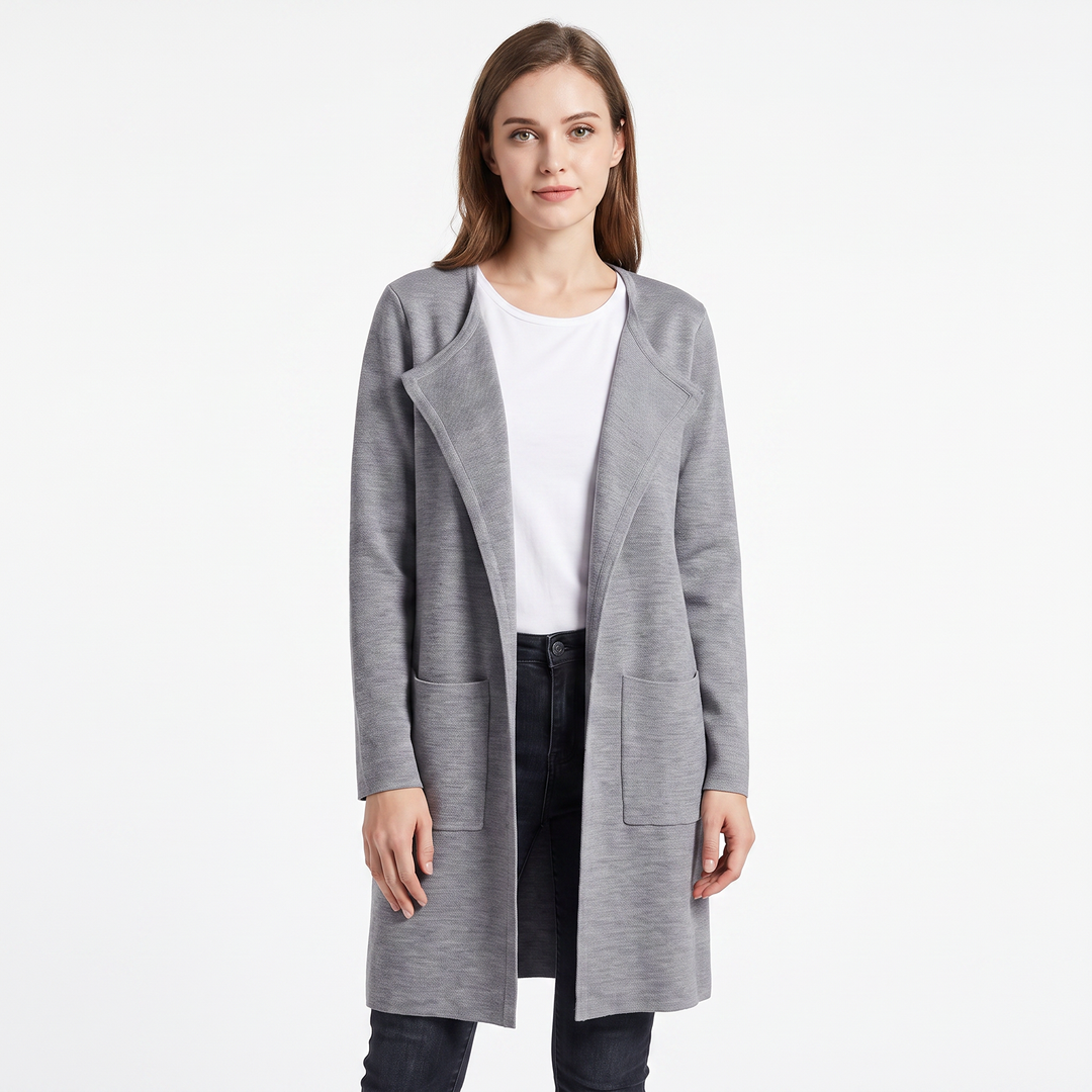 Women's Longline Open Front Cardigan Knit Coat With Pockets