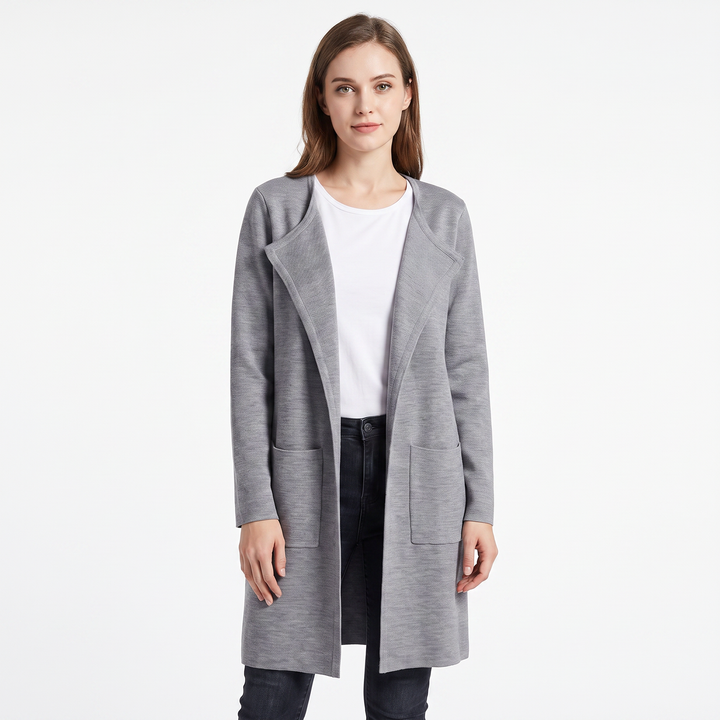 Women's Longline Open Front Cardigan Knit Coat With Pockets