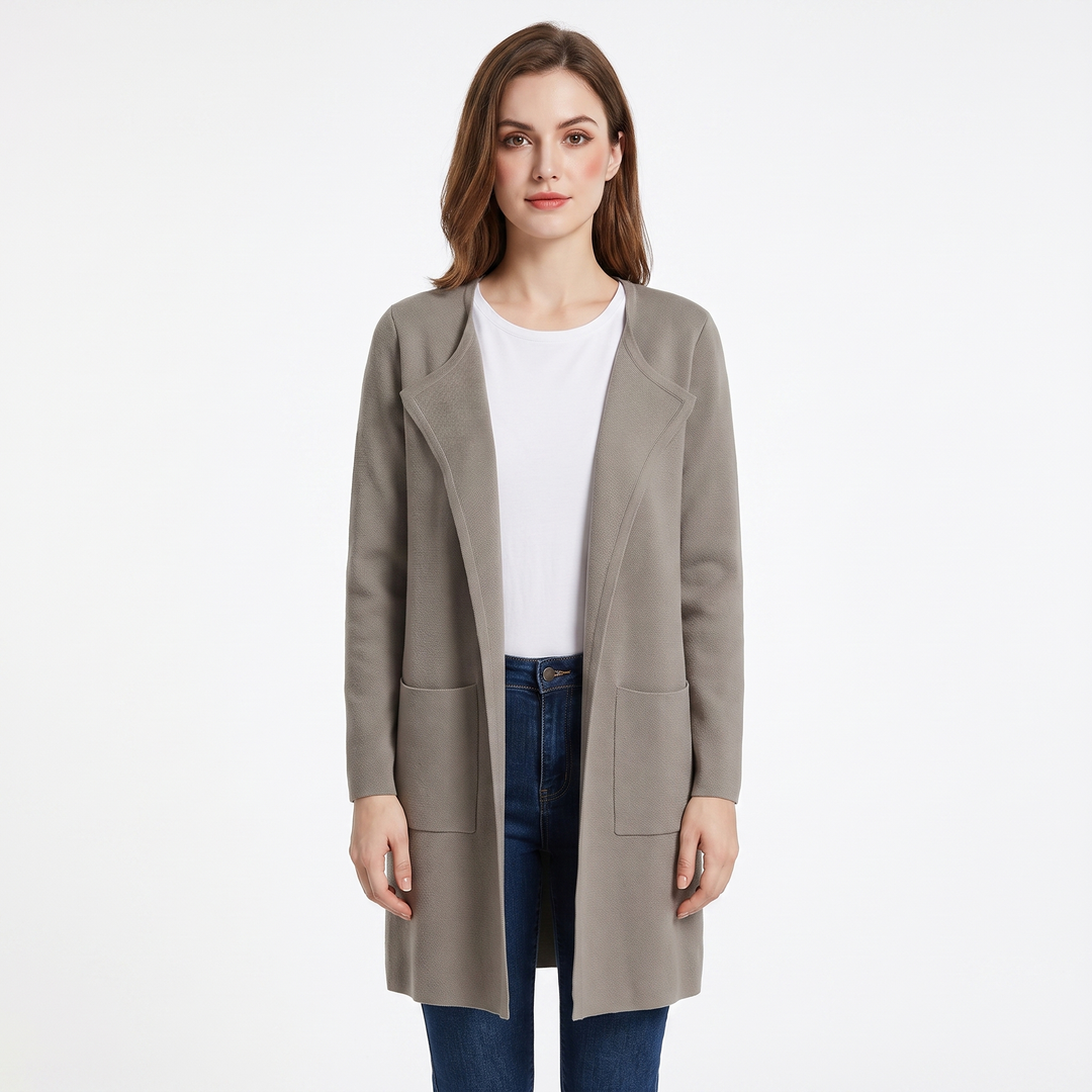 Women's Longline Open Front Cardigan Knit Coat With Pockets