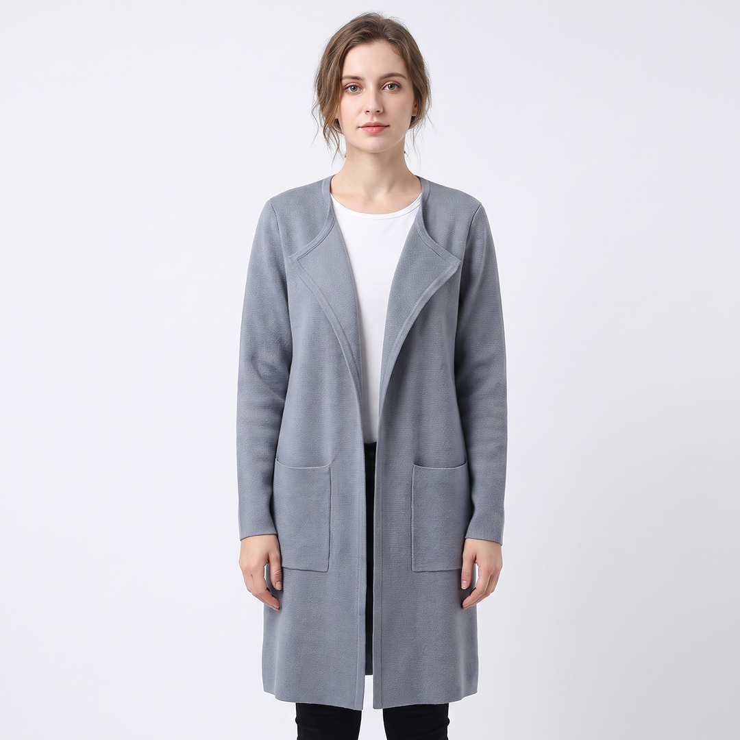 Women's Longline Open Front Cardigan Knit Coat With Pockets