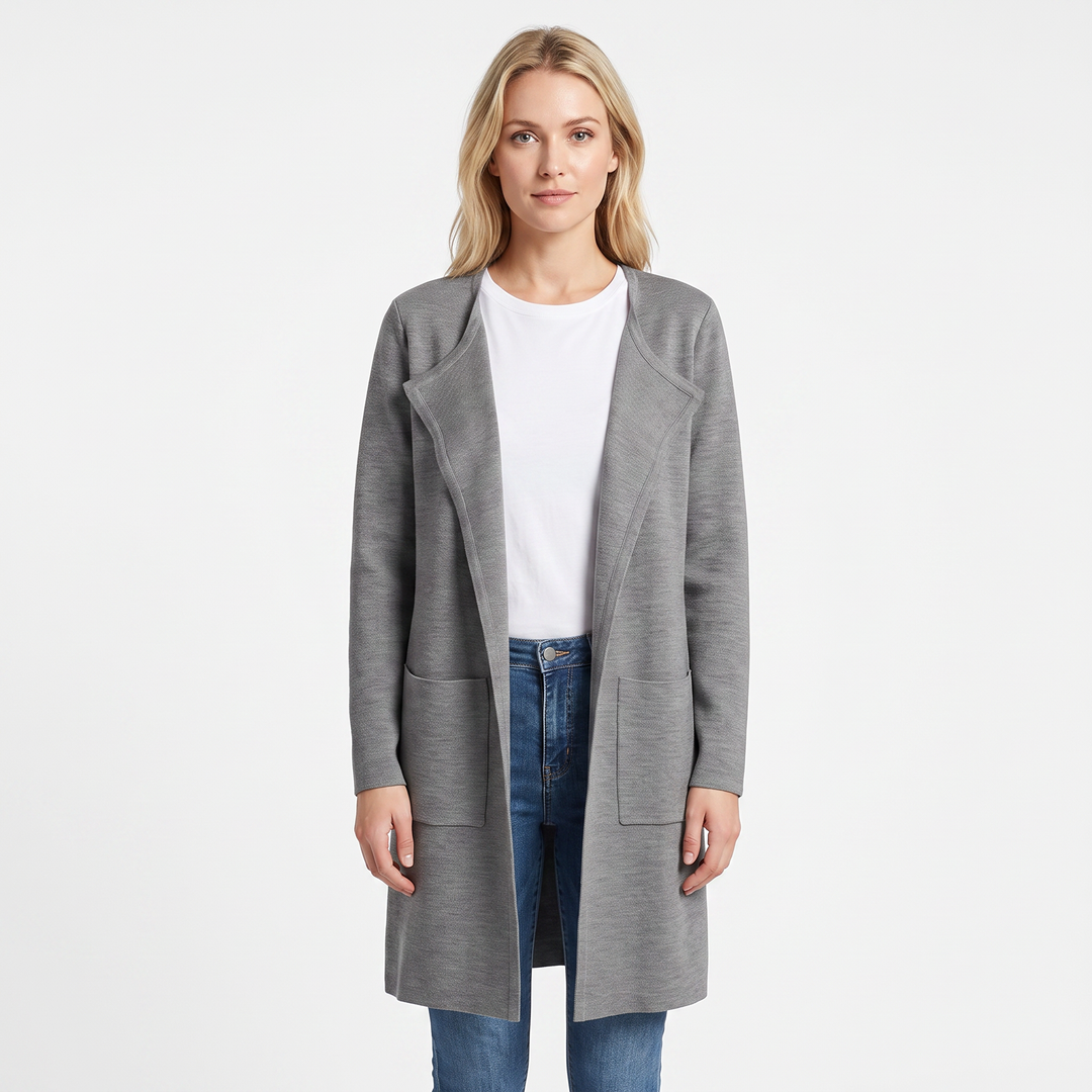 Women's Longline Open Front Cardigan Knit Coat With Pockets