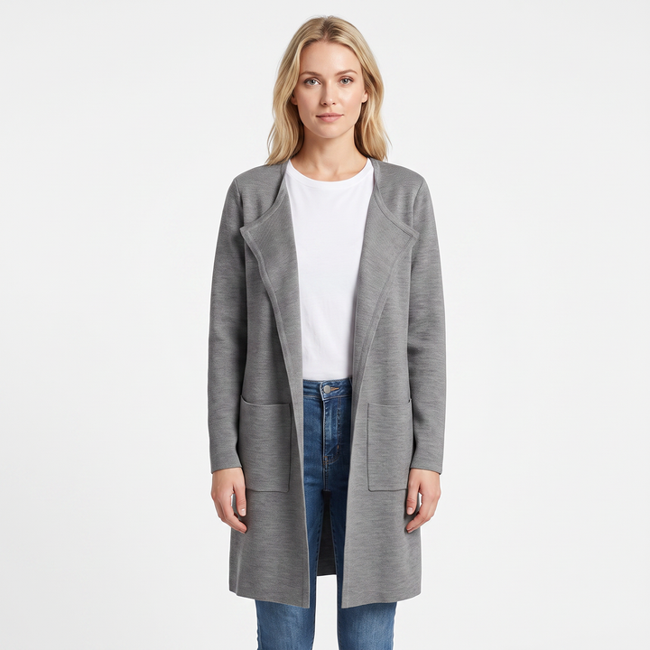 Women's Longline Open Front Cardigan Knit Coat With Pockets