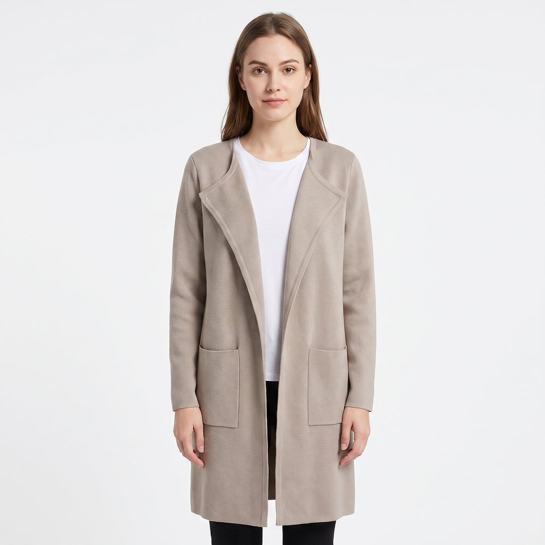 Women's Longline Open Front Cardigan Knit Coat With Pockets