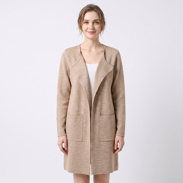 Women's Longline Open Front Cardigan Knit Coat With Pockets