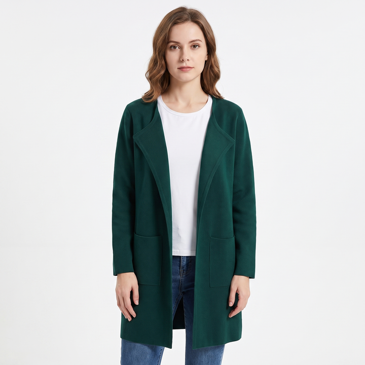 Women's Longline Open Front Cardigan Knit Coat With Pockets