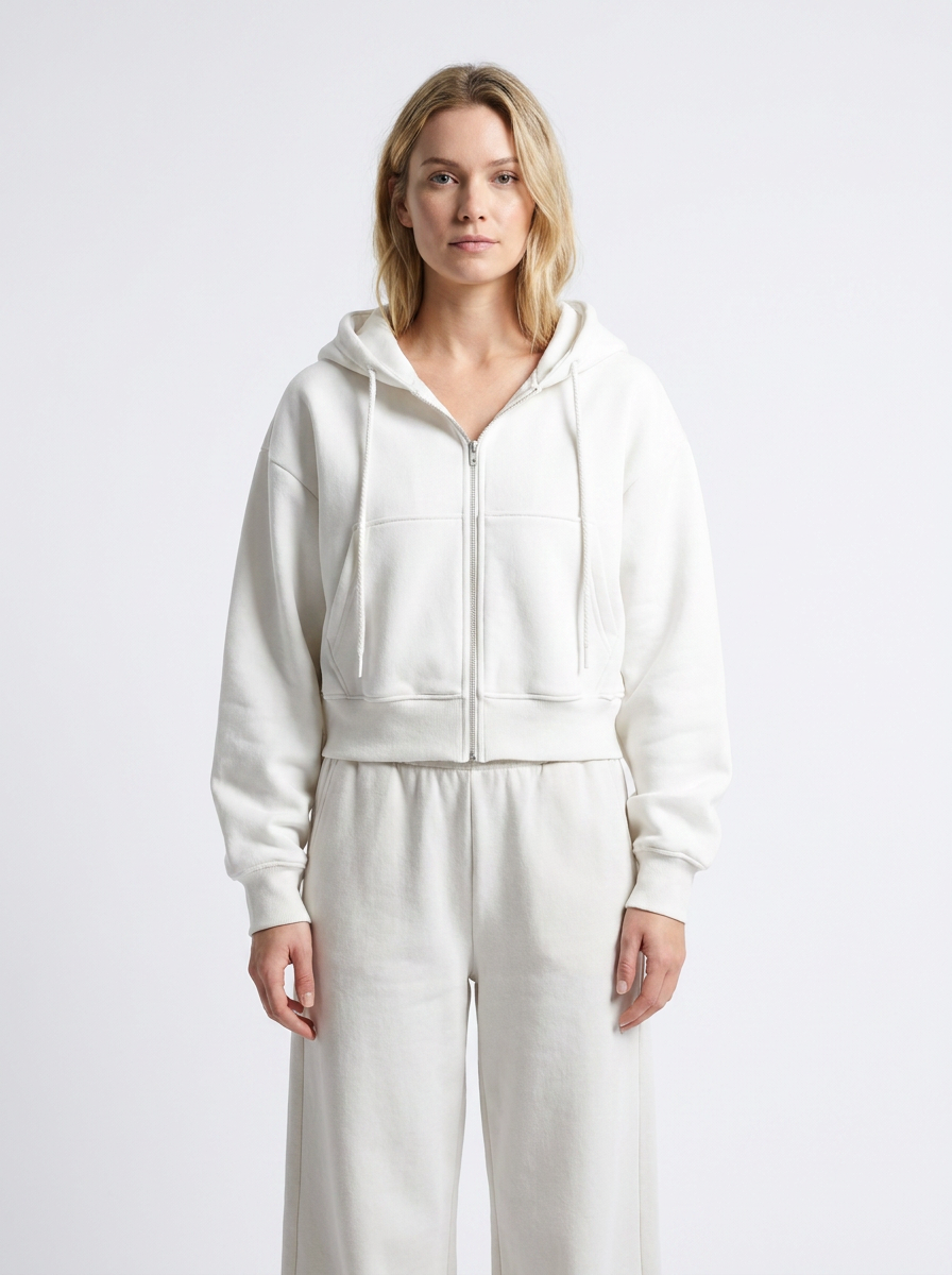 Women's Zip-Up Hoodie Cropped Oversized Fleece Sweatshirt