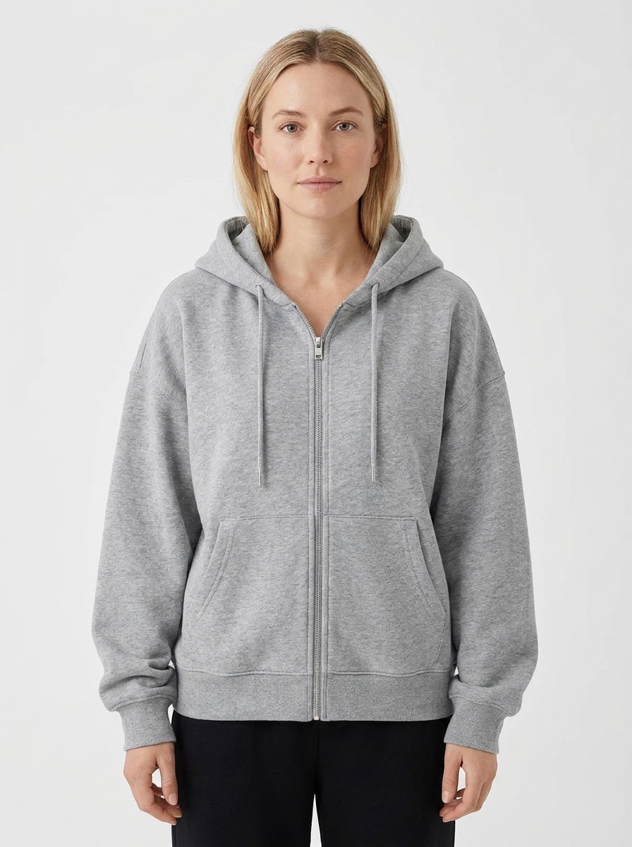 Women's Zip-Up Hoodie Cropped Oversized Fleece Sweatshirt