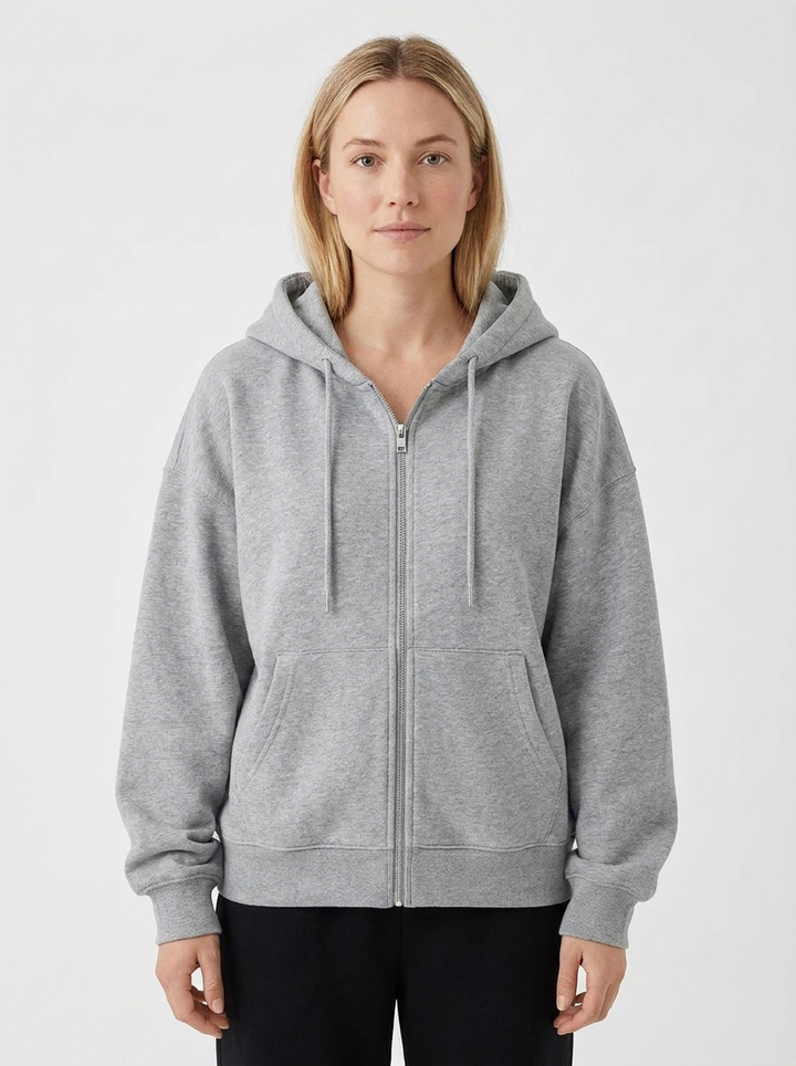 Women's Zip-Up Hoodie Cropped Oversized Fleece Sweatshirt
