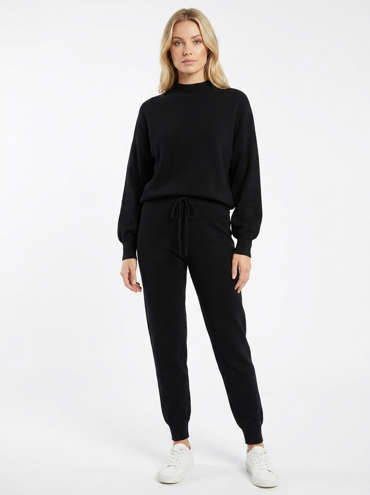 Women's Two-Piece Lounge Set Balloon Sleeve Top Drawstring Pants