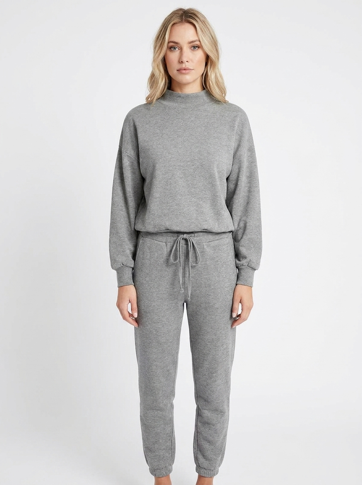 Women's Two-Piece Lounge Set Balloon Sleeve Top Drawstring Pants