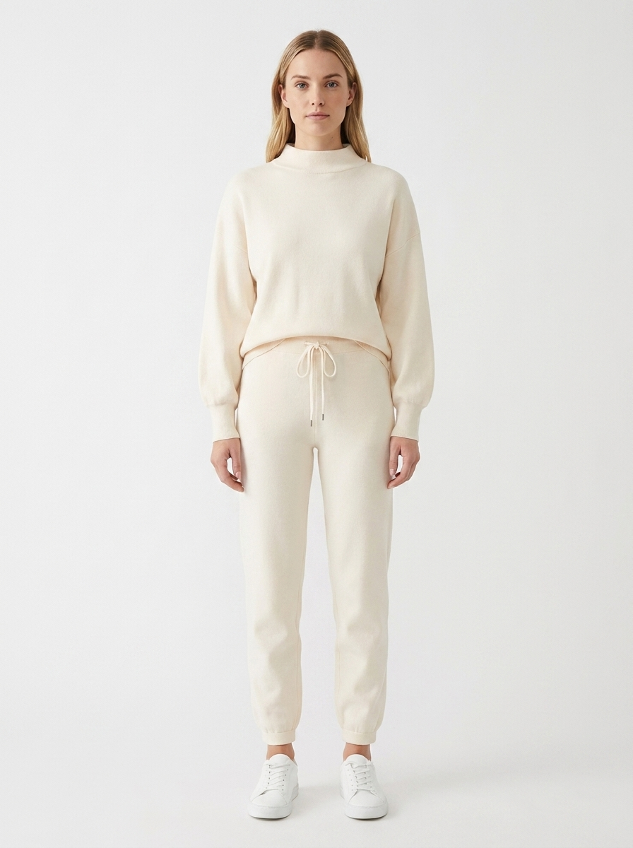 Women's Two-Piece Lounge Set Balloon Sleeve Top Drawstring Pants