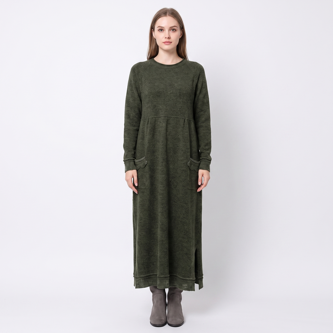 Women's Maxi Hoodie Dress Long Sleeve Fleece Sweatshirt Dress