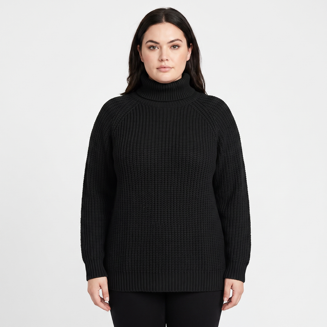 Women's Chunky Turtleneck Sweater Balloon Sleeve Ribbed Knit Pullover
