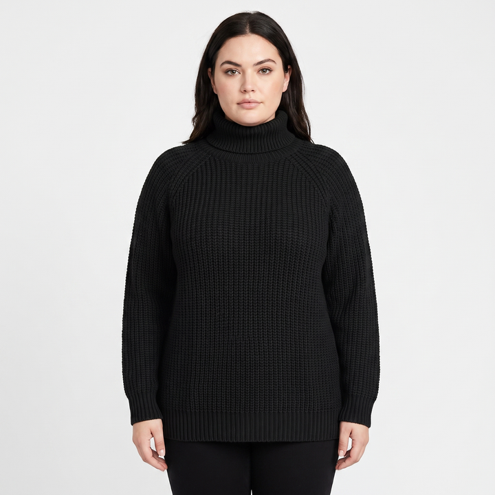 Women's Chunky Turtleneck Sweater Balloon Sleeve Ribbed Knit Pullover