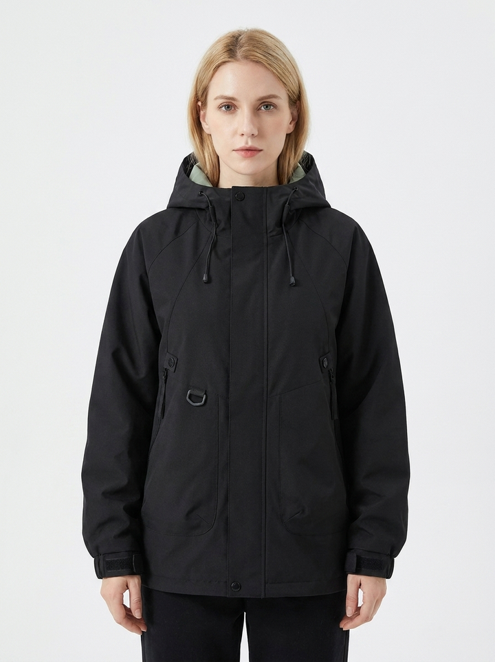 Women's Windbreaker Jacket Hooded Zip-Up Utility Outdoor Coat