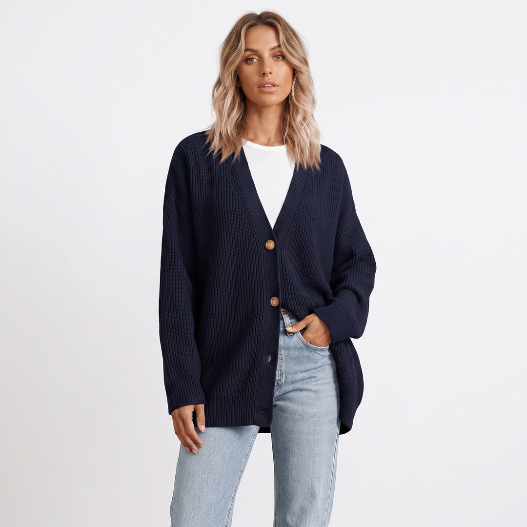 Women's Oversized Cardigan Ribbed Knit Button Front Sweater