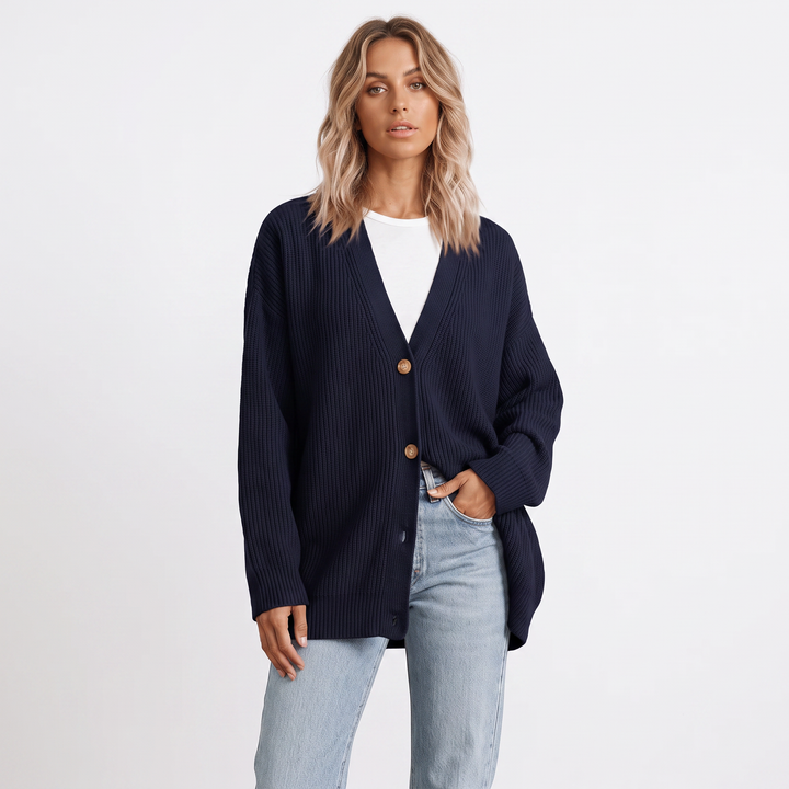 Women's Oversized Cardigan Ribbed Knit Button Front Sweater