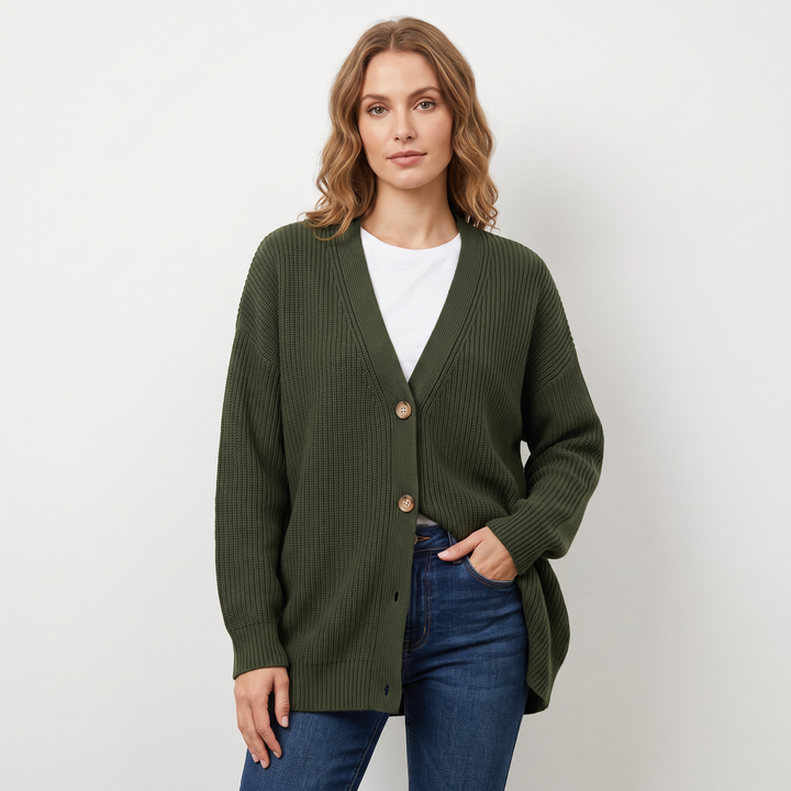 Women's Oversized Cardigan Ribbed Knit Button Front Sweater