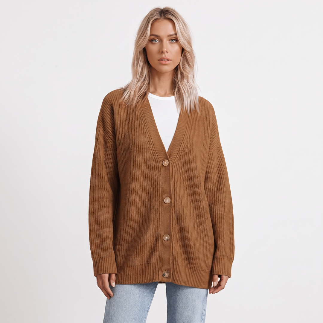 Women's Oversized Cardigan Ribbed Knit Button Front Sweater