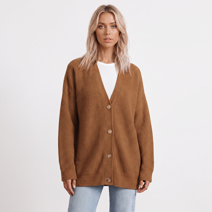Women's Oversized Cardigan Ribbed Knit Button Front Sweater