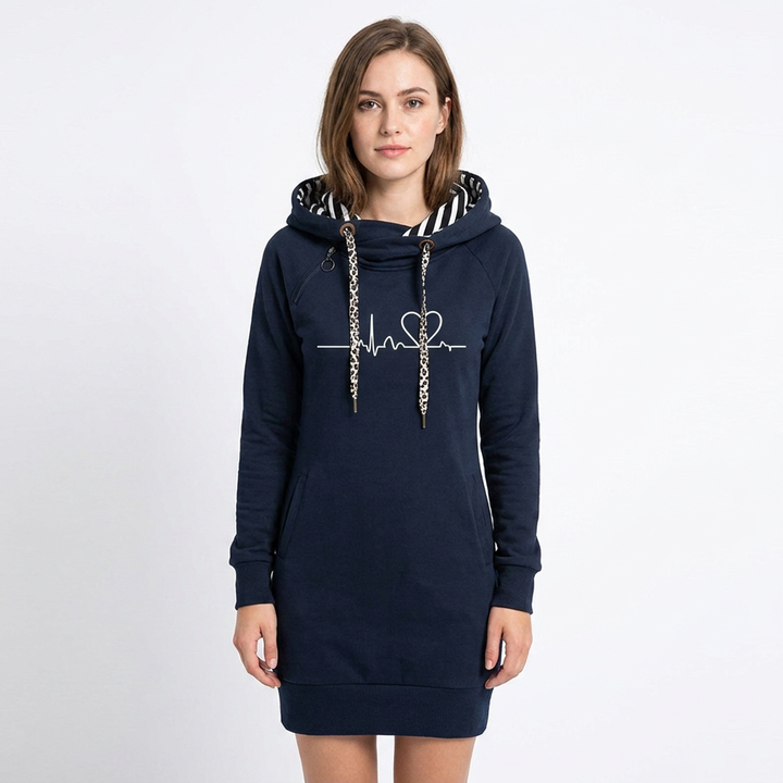Women's Hoodie Dress Graphic Print Drawstring Fitted Sweatshirt