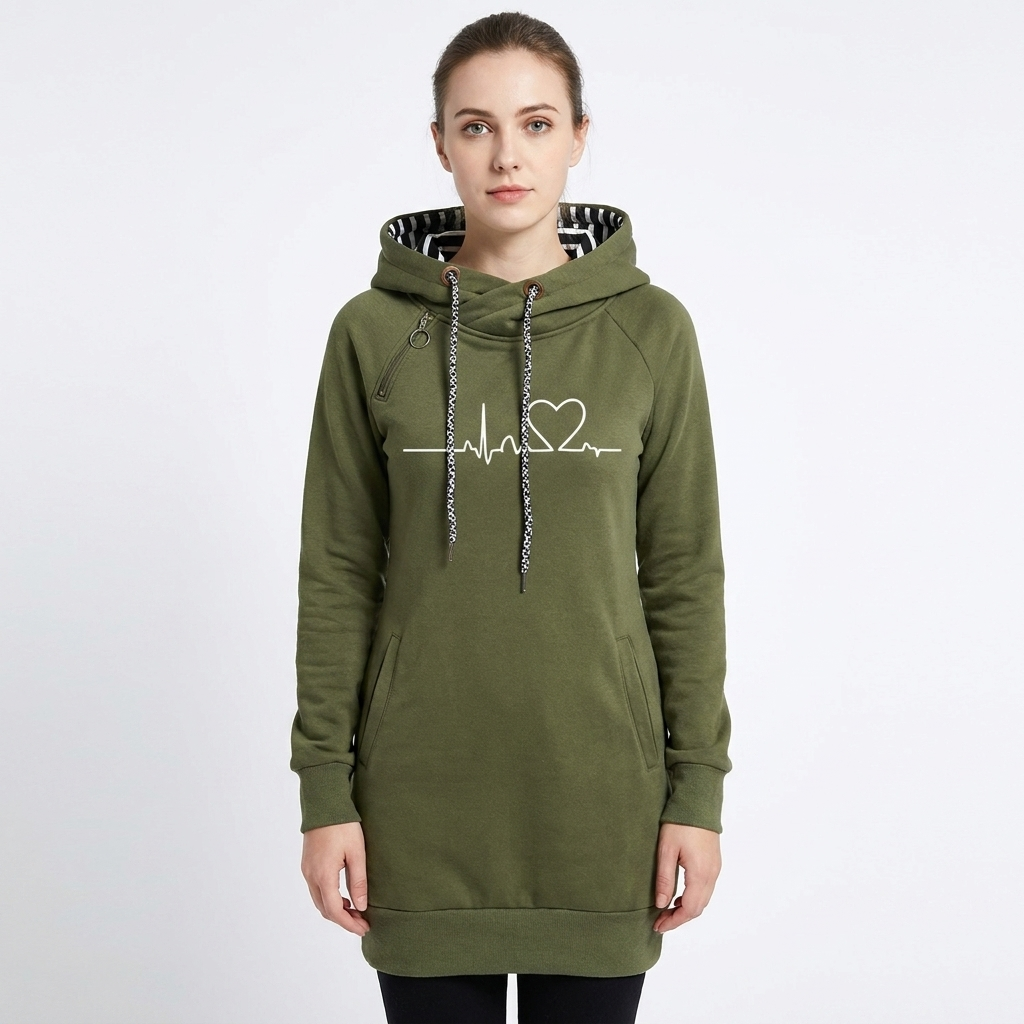 Women's Hoodie Dress Graphic Print Drawstring Fitted Sweatshirt