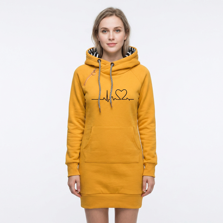 Women's Hoodie Dress Graphic Print Drawstring Fitted Sweatshirt