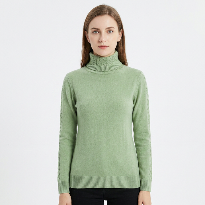 Women's Turtleneck Sweater Cable Knit Long Sleeve Slim Fit