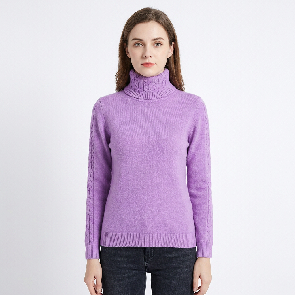 Women's Turtleneck Sweater Cable Knit Long Sleeve Slim Fit